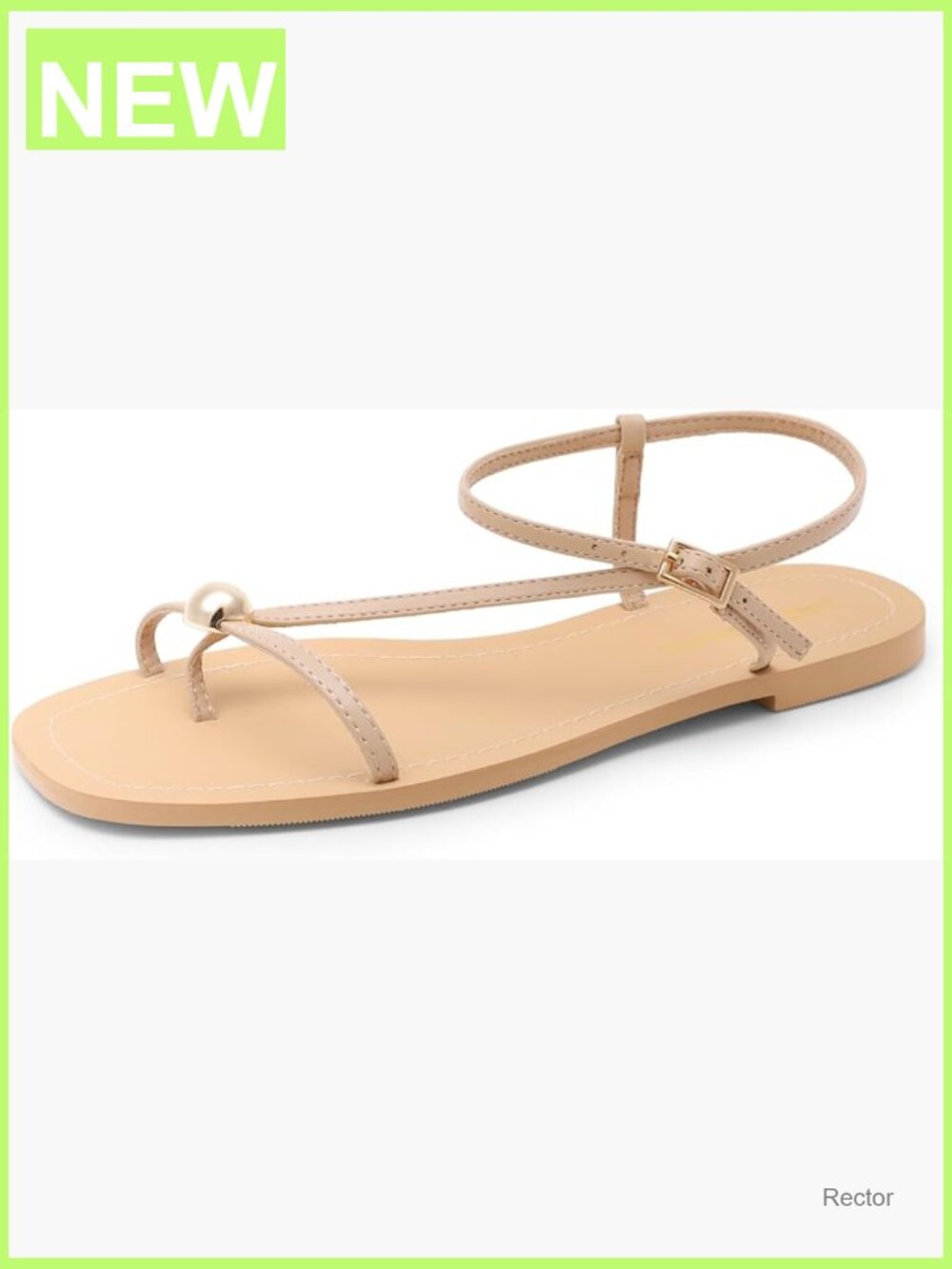 Strappy Flat Sandals Women Square Toe Ankle Strap Dressy Wedding Summer